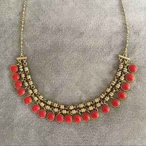 3/$13 Lucky Brand Gold and Red statement necklace